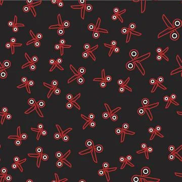 Line Scissors icon isolated seamless pattern on black background. Cutting tool Stock Illustration