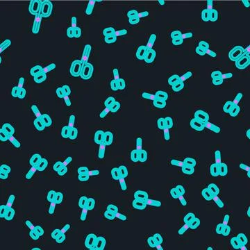 Line Scissors icon isolated seamless pattern on black background. Cutting tool Stock Illustration