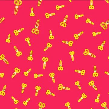 Line Scissors icon isolated seamless pattern on red background. Tailor symbol Stock Illustration