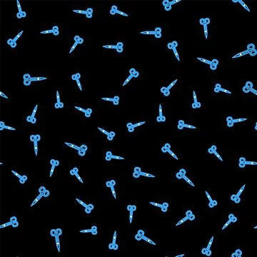 Line Scissors icon isolated seamless pattern on black background. Cutting too Stock Illustration