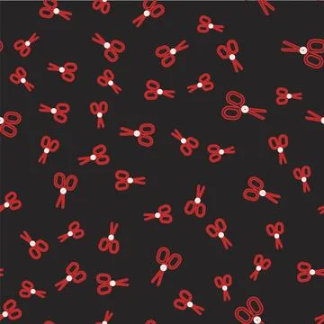Line Scissors icon isolated seamless pattern on black background. Tailor symbol Illustrazione stock