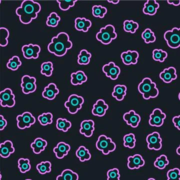 Line Scrambled egg icon isolated seamless pattern on black background. Home 스톡 일러스트
