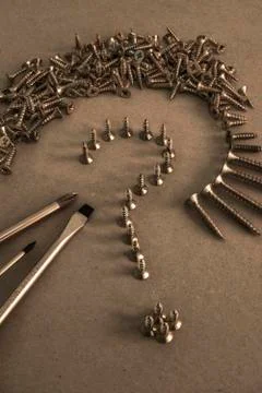Line of Screw like Question Mark Stock Photos