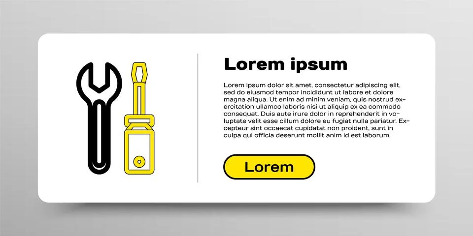 Line Screwdriver and wrench spanner tools icon isolated on white background.  Stock Illustration