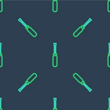 Line Screwdriver icon isolated seamless pattern on blue background. Service tool Stock Illustration