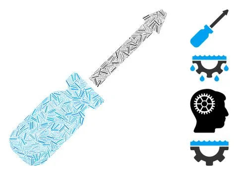 Line Screwdriver Icon Vector Collage Illustrazione stock