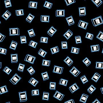 Line SD card icon isolated seamless pattern on black background. Memory card イラスト素材