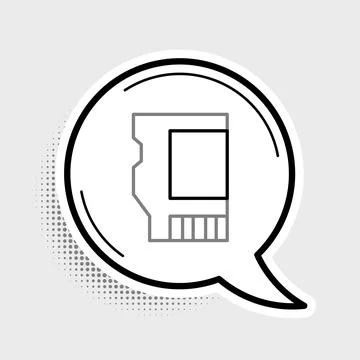 Line SD card icon isolated on grey background. Memory card. Adapter icon Stock Illustration