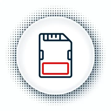 Line SD card icon isolated on white background. Memory card. Adapter icon. .. Illustrazione stock