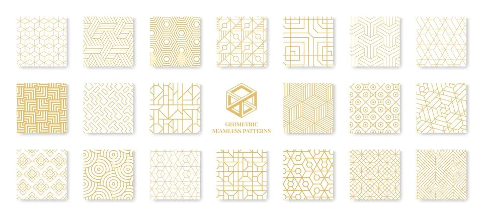 Line seamless pattern. Abstract hexagon texture. Vintage modern 3D design w.. Stock Illustration