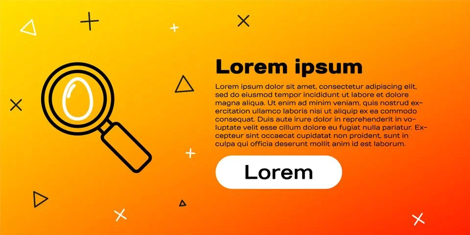 Line Search and easter egg icon isolated on yellow background. Happy Easter イラスト素材