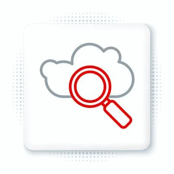 Line Search cloud computing icon isolated on white background. Magnifying glass Stock Illustration