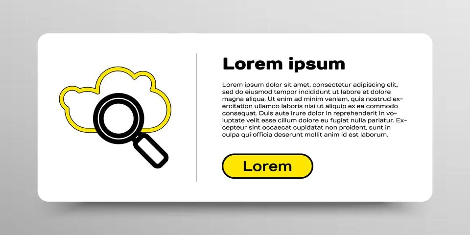 Line Search cloud computing icon isolated on white background. Magnifying glass Stock Illustration