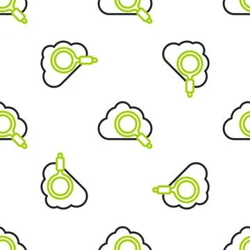 Line Search cloud computing icon isolated seamless pattern on white background Illustrazione stock