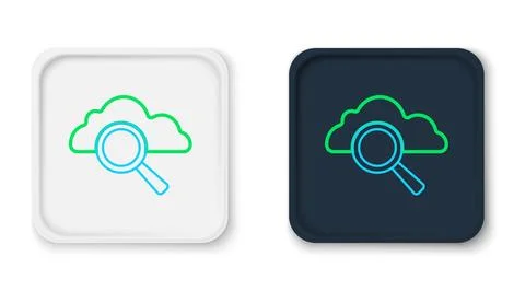 Line Search cloud computing icon isolated on white background. Magnifying g.. Illustrazione stock