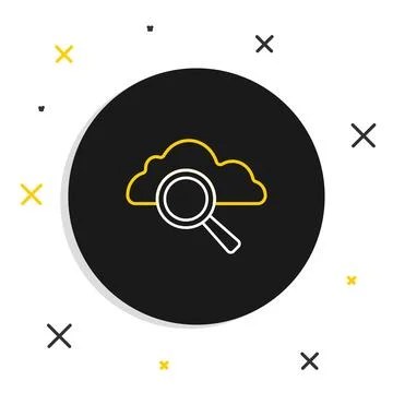 Line Search cloud computing icon isolated on white background. Magnifying g.. Stock Illustration