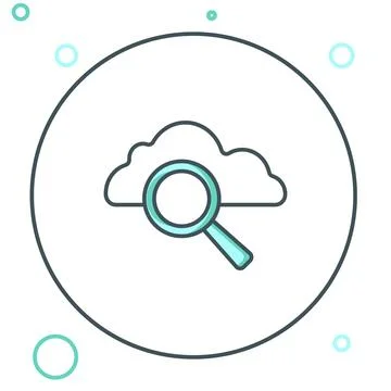 Line Search cloud computing icon isolated on white background. Magnifying g.. Stock Illustration