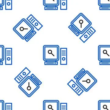 Line Search on computer screen icon isolated seamless pattern on white backgr 库存插图