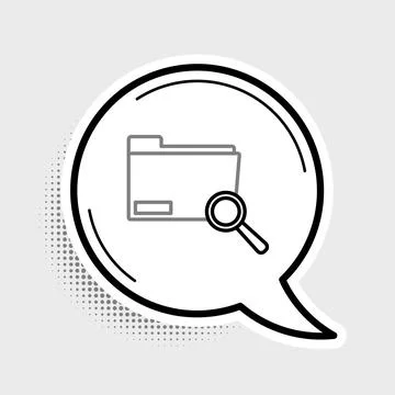 Line Search concept with folder icon isolated on grey background. Magnifying Illustrazione stock