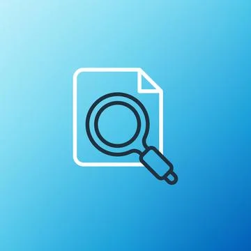 Line Search concept with folder icon isolated on blue background. Magnifying イラスト素材