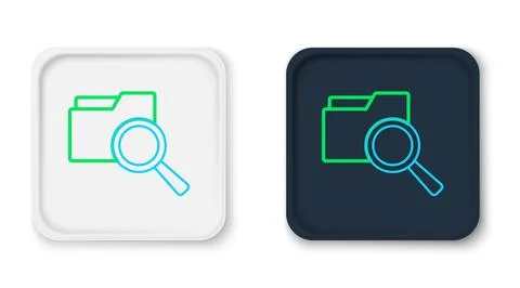 Line Search concept with folder icon isolated on white background. Magnifying イラスト素材