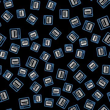 Line Search engine icon isolated seamless pattern on black background. Vector Stock Illustration
