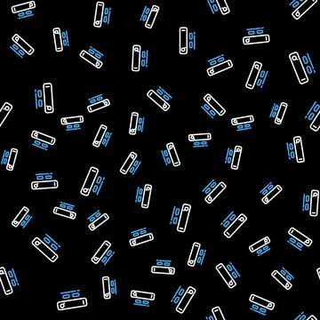 Line Search engine icon isolated seamless pattern on black background. Vector Illustrazione stock