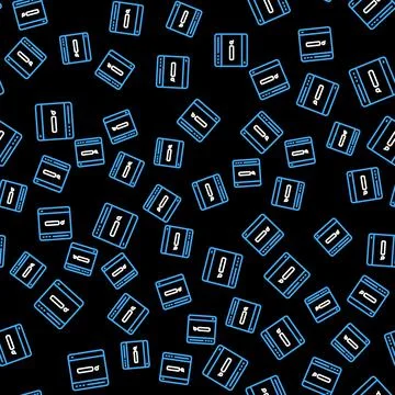 Line Search engine icon isolated seamless pattern on black background. Vector Illustrazione stock