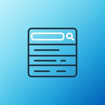 Line Search engine icon isolated on blue background. Colorful outline concept Illustrazione stock