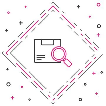 Line Search package icon isolated on white background. Parcel tracking Stock Illustration