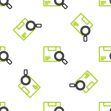 Line Search package icon isolated seamless pattern on white background. Parcel Illustrazione stock