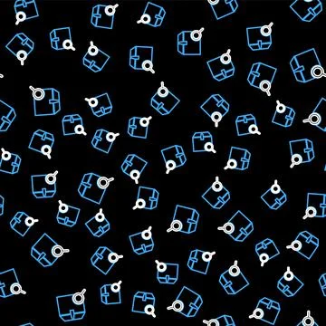 Line Search package icon isolated seamless pattern on black background. Parcel Illustrazione stock