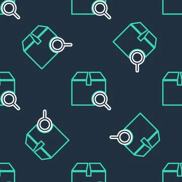 Line Search package icon isolated seamless pattern on black background. Parcel Stock Illustration
