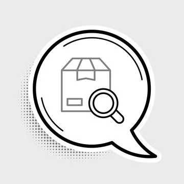 Line Search package icon isolated on grey background. Parcel tracking symbol Illustrazione stock