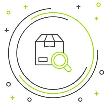 Line Search package icon isolated on white background. Parcel tracking symbol Illustrazione stock