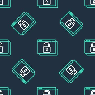 Line Secure your site with HTTPS, SSL icon isolated seamless pattern on black Stockillustratie