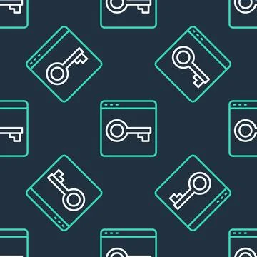 Line Secure your site with HTTPS, SSL icon isolated seamless pattern on black Ilustración de archivo