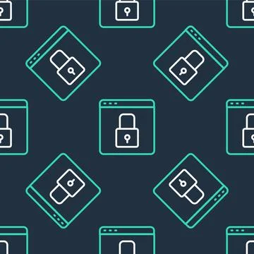 Line Secure your site with HTTPS, SSL icon isolated seamless pattern on black Illustration