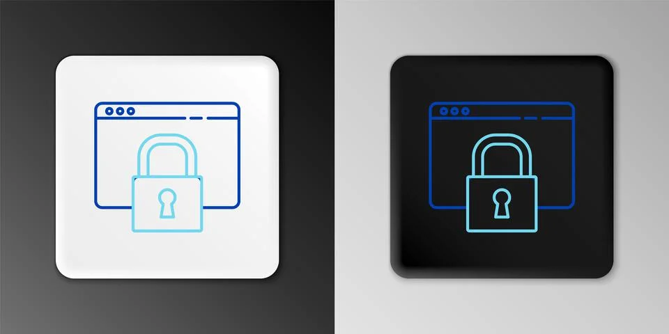 Line Secure your site with HTTPS, SSL icon isolated on grey background. Internet 库存插图