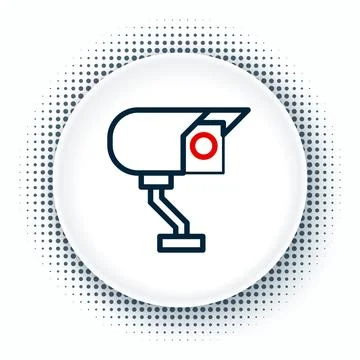 Line Security camera icon isolated on white background. Colorful outline concept Illustrazione stock