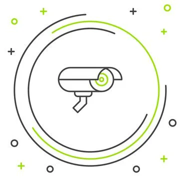 Line Security camera icon isolated on white background. Colorful outline concept Stock Illustration