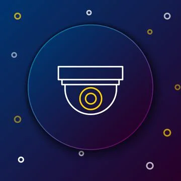 Line Security camera icon isolated on blue background. Colorful outline concept Illustrazione stock