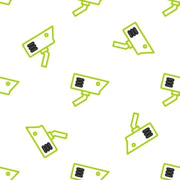 Line Security camera icon isolated seamless pattern on white background. Vector 스톡 일러스트