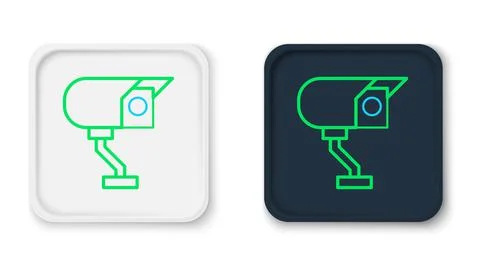 Line Security camera icon isolated on white background. Colorful outline concept Illustrazione stock