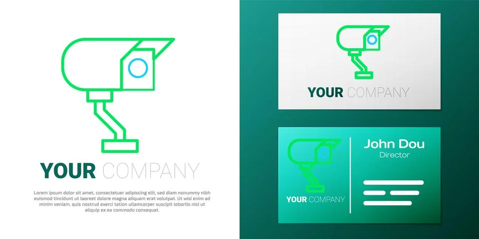 Line Security camera icon isolated on white background. Colorful outline concept Illustrazione stock