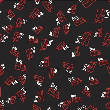 Line Security camera icon isolated seamless pattern on black background. Vector Stock Illustration