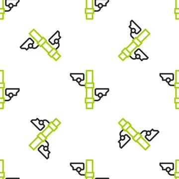Line Security camera icon isolated seamless pattern on white background. Vector イラスト素材
