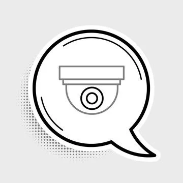 Line Security camera icon isolated on grey background. Colorful outline concept Illustrazione stock