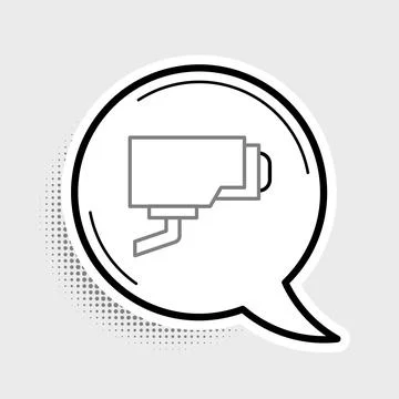 Line Security camera icon isolated on grey background. Colorful outline concept Stock Illustration