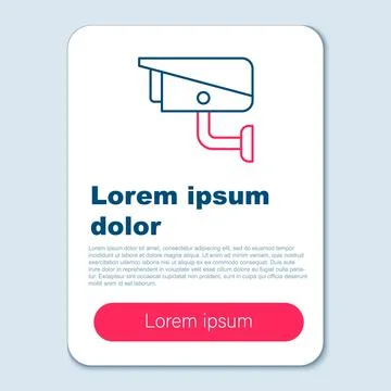 Line Security camera icon isolated on grey background. Colorful outline concept Stock Illustration